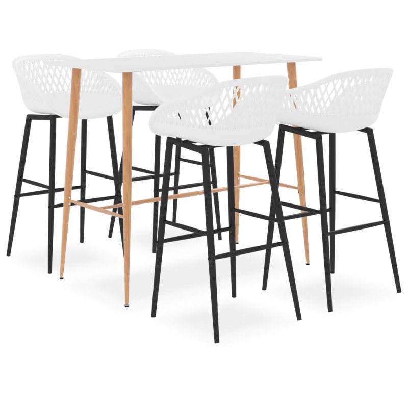 5 pcs conjunto de bar branco-Conjuntos de móveis para cozinha e sala de jantar-Home Retail