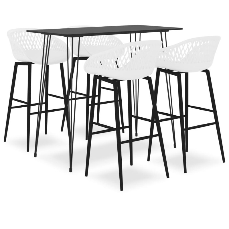 5 pcs conjunto de bar preto e branco-Conjuntos de móveis para cozinha e sala de jantar-Home Retail