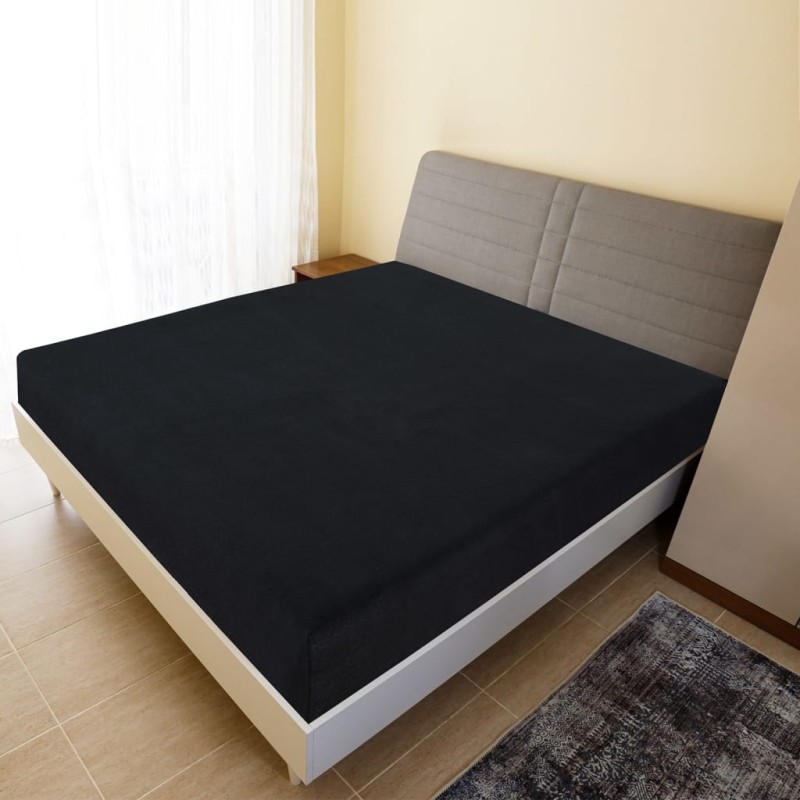 Lençóis ajustáveis 2 pcs 90x200 cm algodão jersey preto-Lençóis-Home Retail