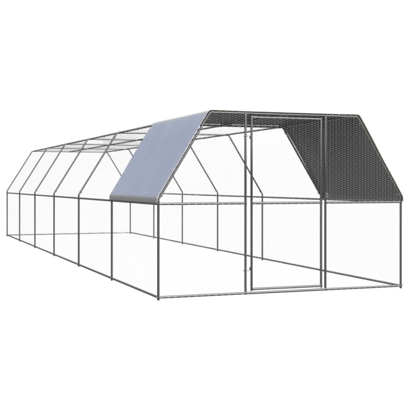 Galinheiro de exterior 3x12x2 m aço galvanizado-Casotas e gaiolas para animais pequenos-Home Retail