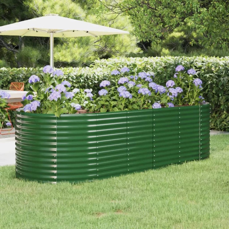 Canteiro elevado jardim 249x100x68 cm aço revestido a pó verde-Vasos e floreiras-Home Retail