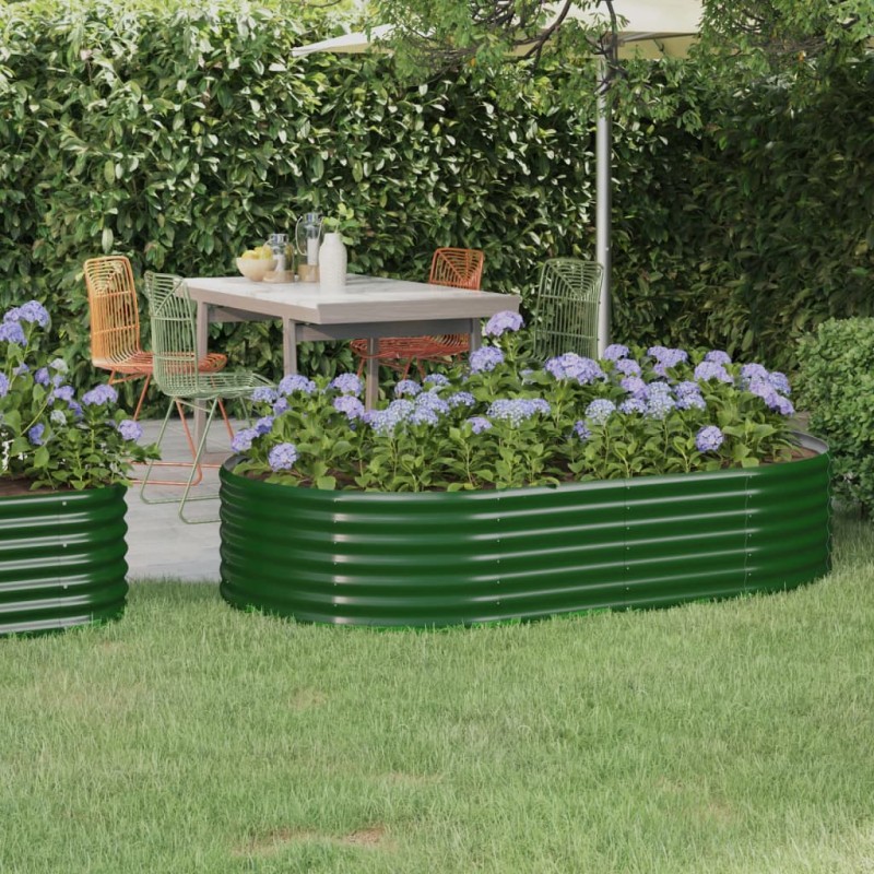 Canteiro elevado jardim 175x100x36 cm aço revestido a pó verde-Vasos e floreiras-Home Retail