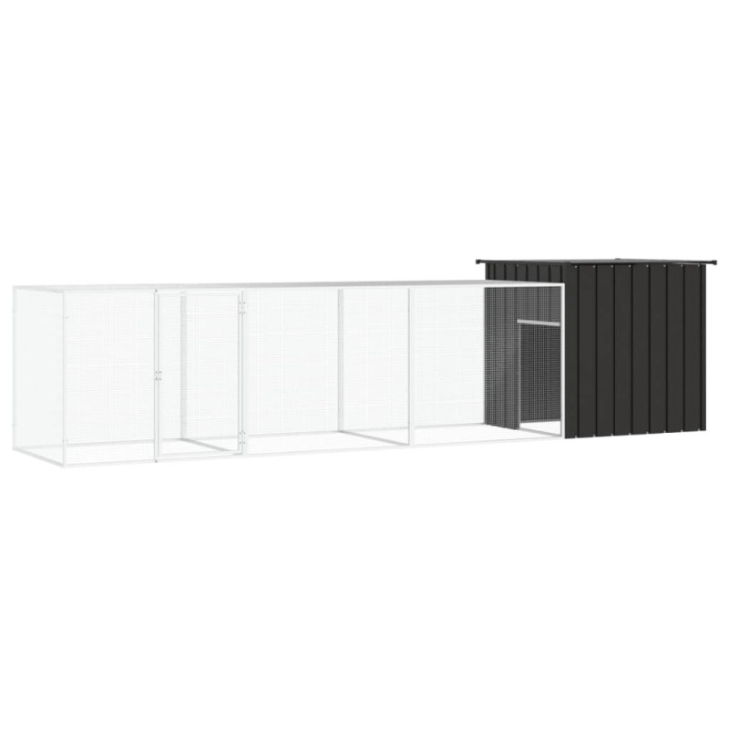 Galinheiro 400x91x100 cm aço galvanizado antracite-Casotas e gaiolas para animais pequenos-Home Retail