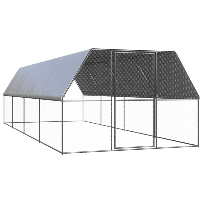 Galinheiro de exterior 3x8x2 m aço galvanizado-Casotas e gaiolas para animais pequenos-Home Retail