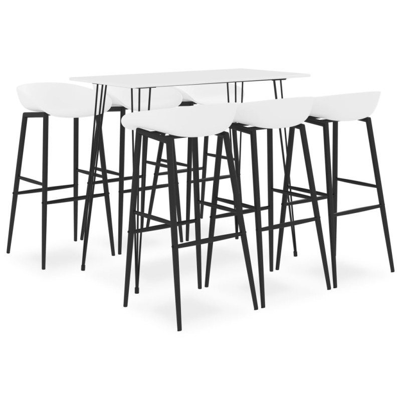 7 pcs conjunto de bar branco-Conjuntos de móveis para cozinha e sala de jantar-Home Retail