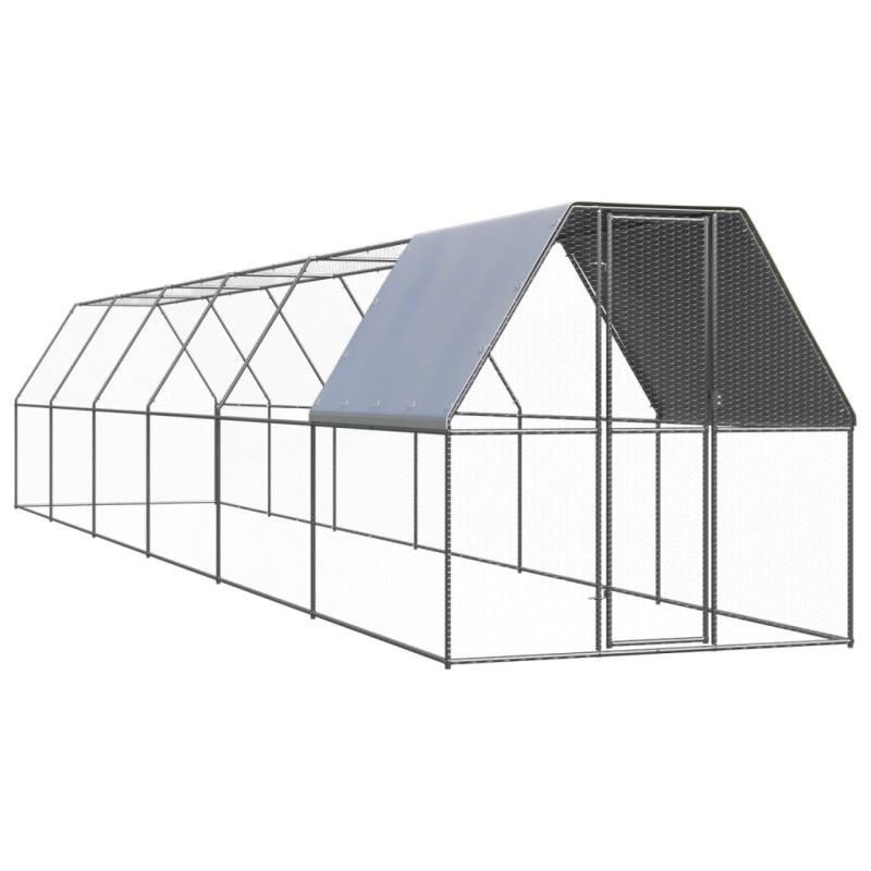 Galinheiro de exterior 2x12x2 m aço galvanizado-Casotas e gaiolas para animais pequenos-Home Retail