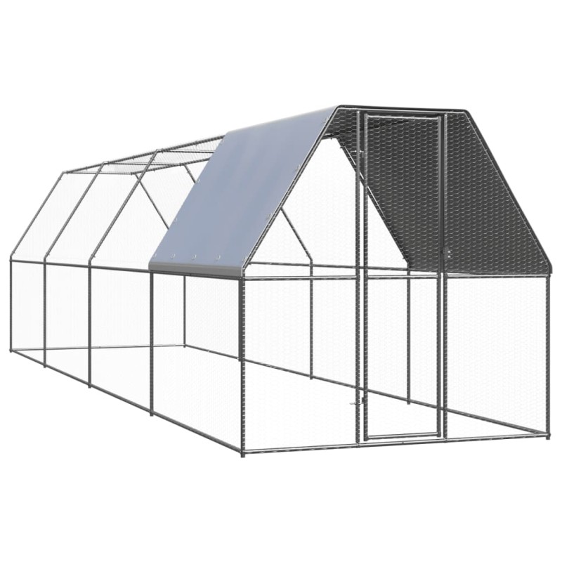 Galinheiro de exterior 2x8x2 m aço galvanizado-Casotas e gaiolas para animais pequenos-Home Retail