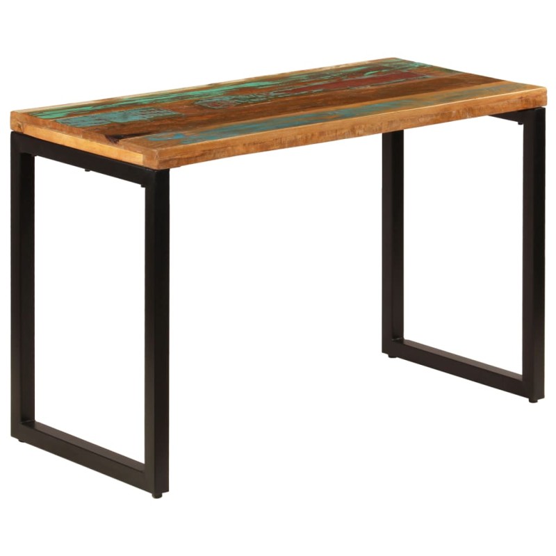 Mesa de jantar 115x55x76 cm madeira recuperada maciça e aço-Mesas de cozinha e de sala de jantar-Home Retail