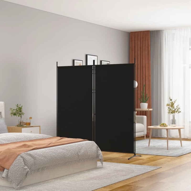 Divisória de quarto com 2 painel 175x180 cm preto tecido-Biombos-Home Retail