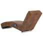 Chaise longue de massagens camurça artificial castanho