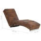 Chaise longue de massagens camurça artificial castanho