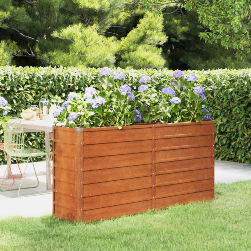 Canteiro de jardim 160x40x77 cm aço corten cor enferrujado-Vasos e floreiras-Home Retail