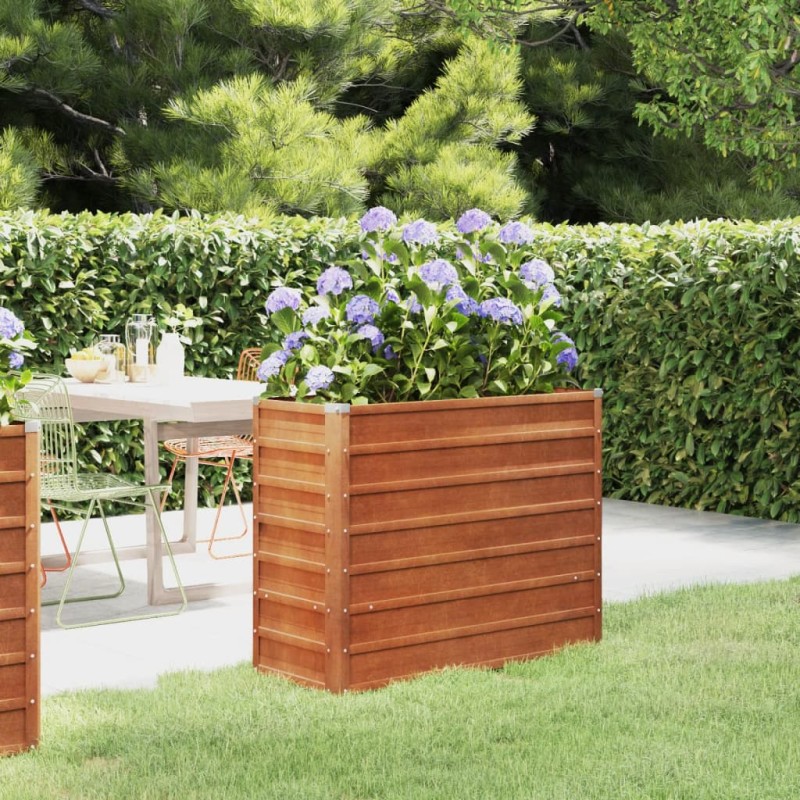 Canteiro de jardim 100x40x77 cm aço corten cor enferrujado-Vasos e floreiras-Home Retail