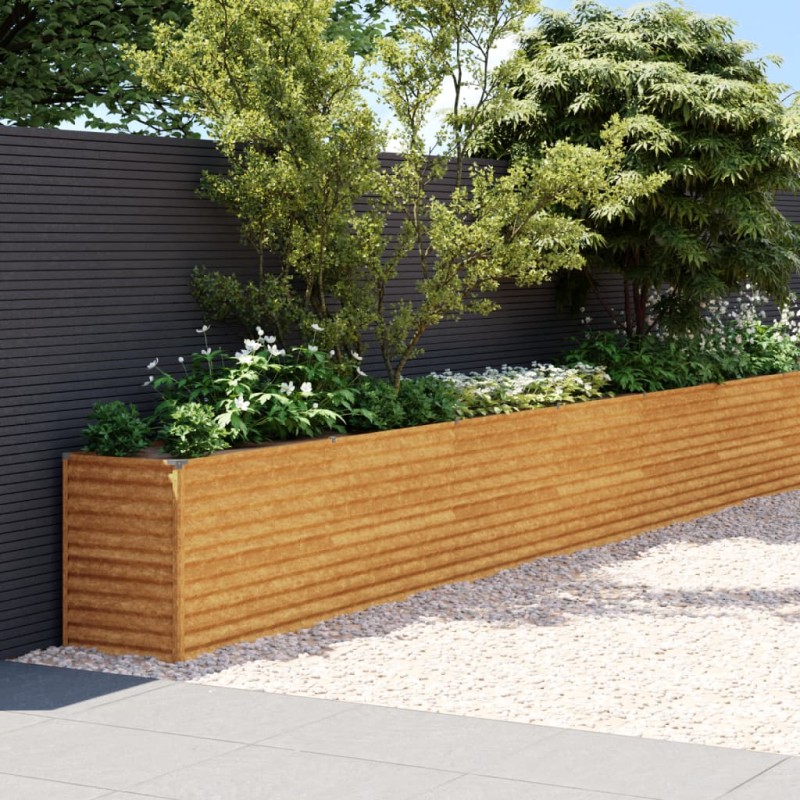 Canteiro elevado de jardim 1610x50x69 cm aço corten-Vasos e floreiras-Home Retail