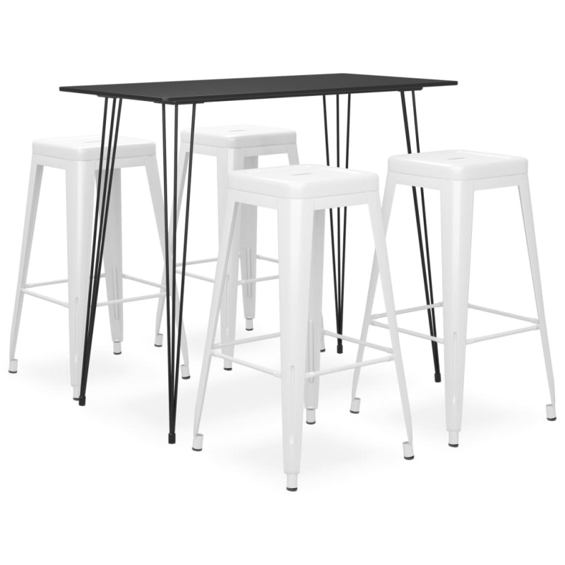 5 pcs conjunto de bar preto e branco-Conjuntos de móveis para cozinha e sala de jantar-Home Retail