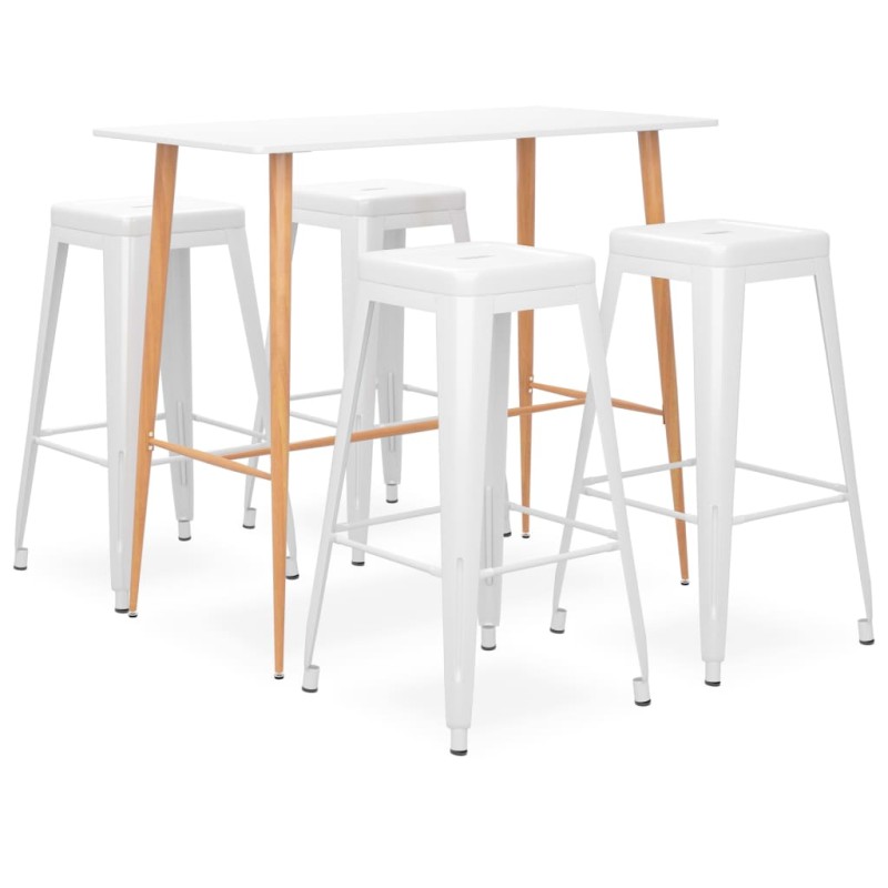 5 pcs conjunto de bar branco-Conjuntos de móveis para cozinha e sala de jantar-Home Retail