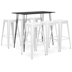 7 pcs conjunto de bar preto e branco