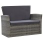 4 pcs conjunto lounge de jardim c/ almofadões vime PE cinzento