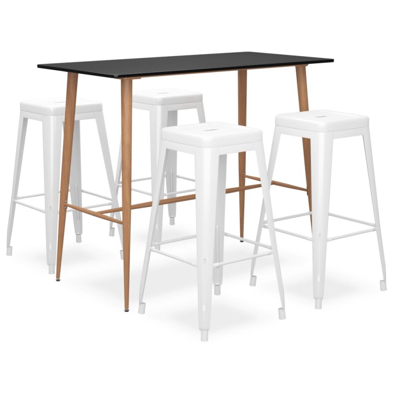 5 pcs conjunto de bar preto e branco-Conjuntos de móveis para cozinha e sala de jantar-Home Retail