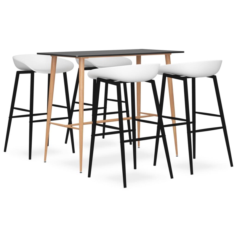 5 pcs conjunto de bar preto e branco-Conjuntos de móveis para cozinha e sala de jantar-Home Retail