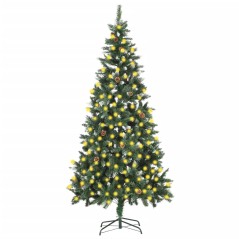 Árvore de Natal artificial com pinhas pré-iluminada 210 cm