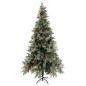 Árvore Natal pré-iluminada c/ pinhas 225 cm PVC/PE verde/branco