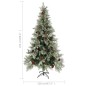 Árvore Natal pré-iluminada c/ pinhas 225 cm PVC/PE verde/branco