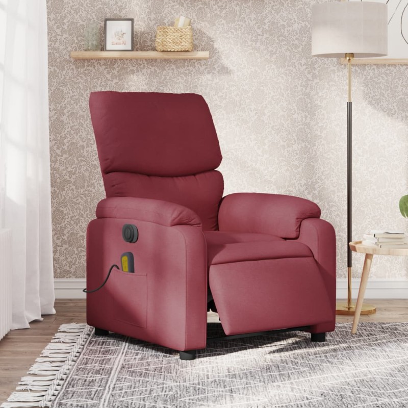 Poltrona reclinável de massagens elétrica tecido vermelho tinto-Poltronas-Home Retail