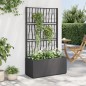 Vaso/floreira de jardim c/ treliça 80x36x140 cm PP cinza-escuro