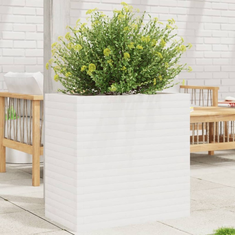 Vaso/floreira de jardim 70x40x68,5 cm pinho maciço branco-Vasos e floreiras-Home Retail