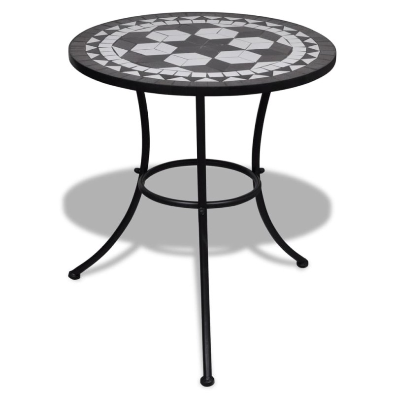 Mesa de bistrô 60 cm mosaico preto e branco-Mesas de jardim-Home Retail