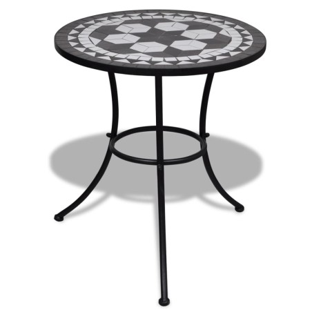 Mesa de bistrô 60 cm mosaico preto e branco