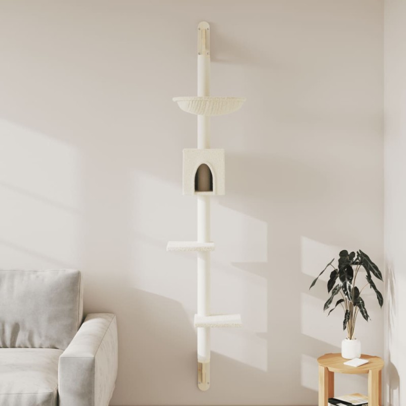 Árvore de parede para gatos c/ poste arranhador 187 cm creme-Móveis para gatos-Home Retail