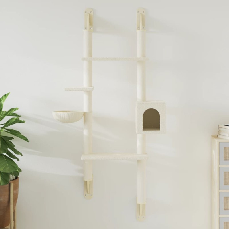 Árvore de parede para gatos c/ poste arranhador 180 cm creme-Móveis para gatos-Home Retail