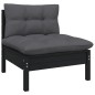 13 pcs conjunto lounge jardim c/ almofadões pinho maciço preto