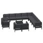 14 pcs conjunto lounge jardim c/ almofadões pinho maciço preto