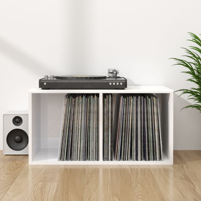 Caixa discos vinil 71x34x36cm derivado madeira branco brilhante-Armários e estantes para aparelhos de multimédia-Home Retail