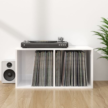 Caixa discos vinil 71x34x36cm derivado madeira branco brilhante