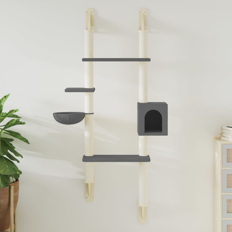 Árvore parede p/ gatos c/ poste arranhador 180 cm cinza-escuro-Móveis para gatos-Home Retail