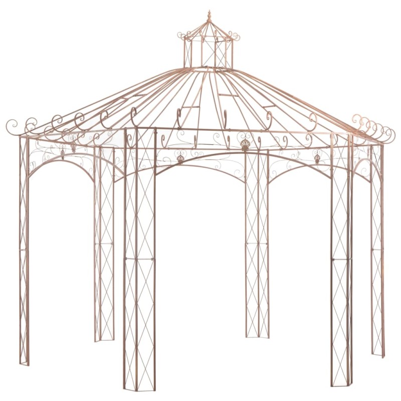 Pavilhão de jardim antigo castanho 4 m ferro-Toldos e gazebos-Home Retail