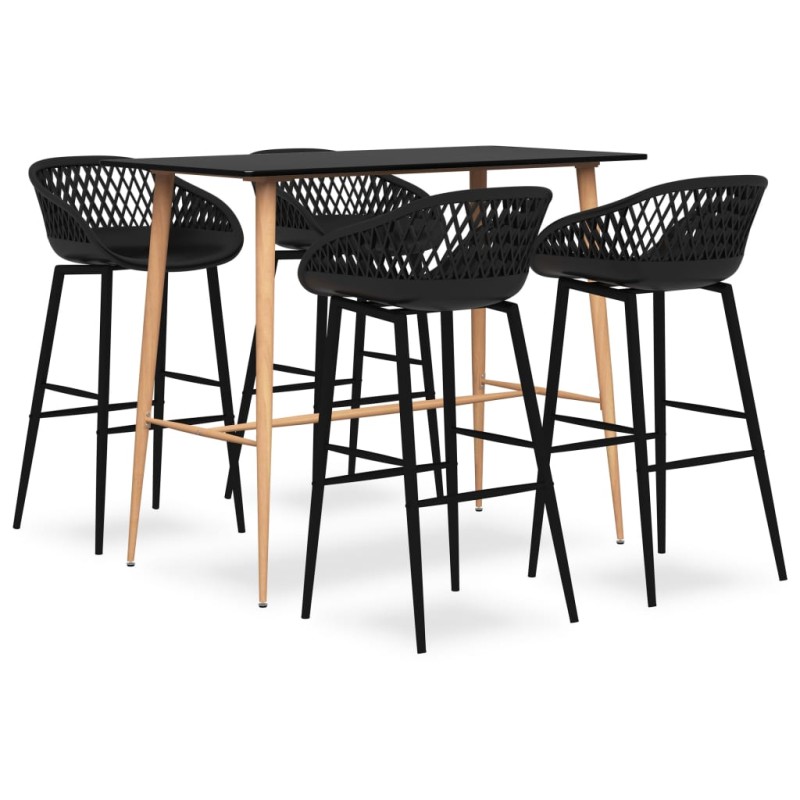 5 pcs conjunto de bar preto-Conjuntos de móveis para cozinha e sala de jantar-Home Retail