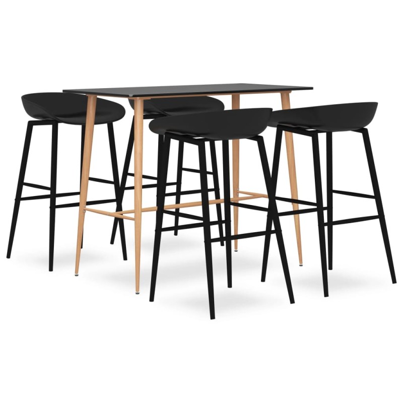 5 pcs conjunto de bar preto-Conjuntos de móveis para cozinha e sala de jantar-Home Retail