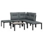 6 pcs conjunto lounge de jardim vime PE preto e cinzento