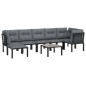 8 pcs conjunto lounge de jardim vime PE preto e cinzento