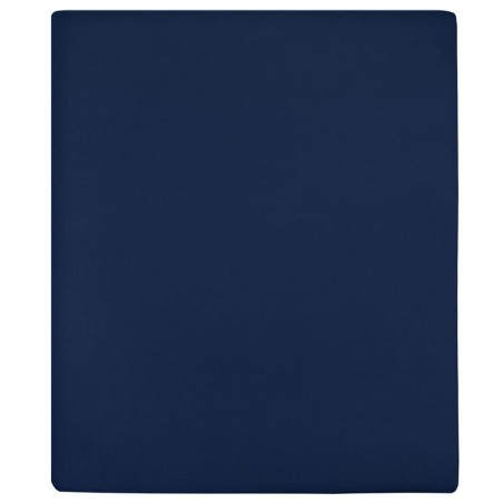 Lençóis ajustáveis 2 pcs 90x200 cm algodão jersey azul marinho