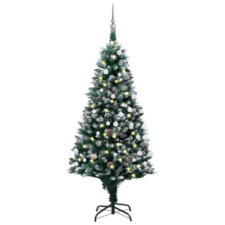 Árvore Natal artificial pré-iluminada c/ bolas e pinhas 150 cm