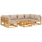 7pcs conj. lounge jardim madeira c/almofadões cinza-acastanhado