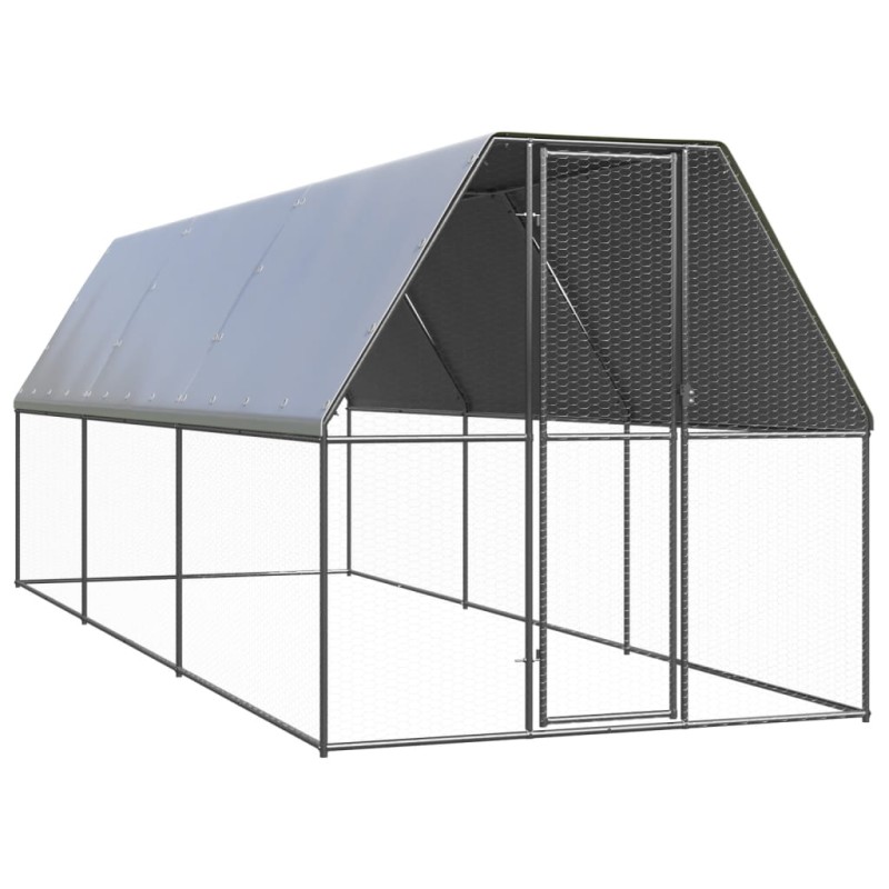 Galinheiro de exterior 2x6x2 m aço galvanizado-Casotas e gaiolas para animais pequenos-Home Retail