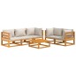 6pcs conjunto lounge de jardim madeira c/almofadões cinza-claro