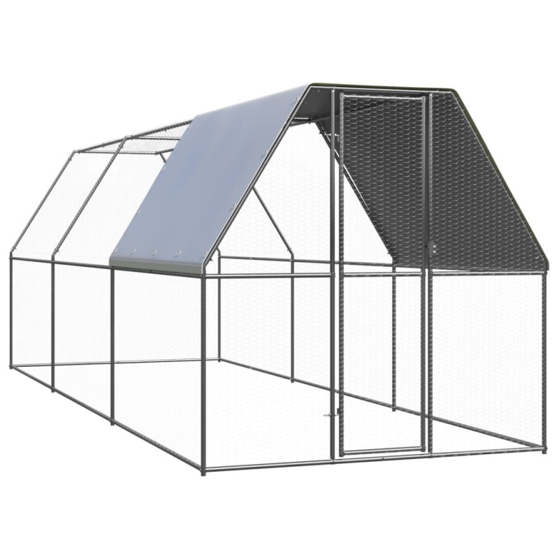 Galinheiro de exterior 2x6x2 m aço galvanizado-Casotas e gaiolas para animais pequenos-Home Retail